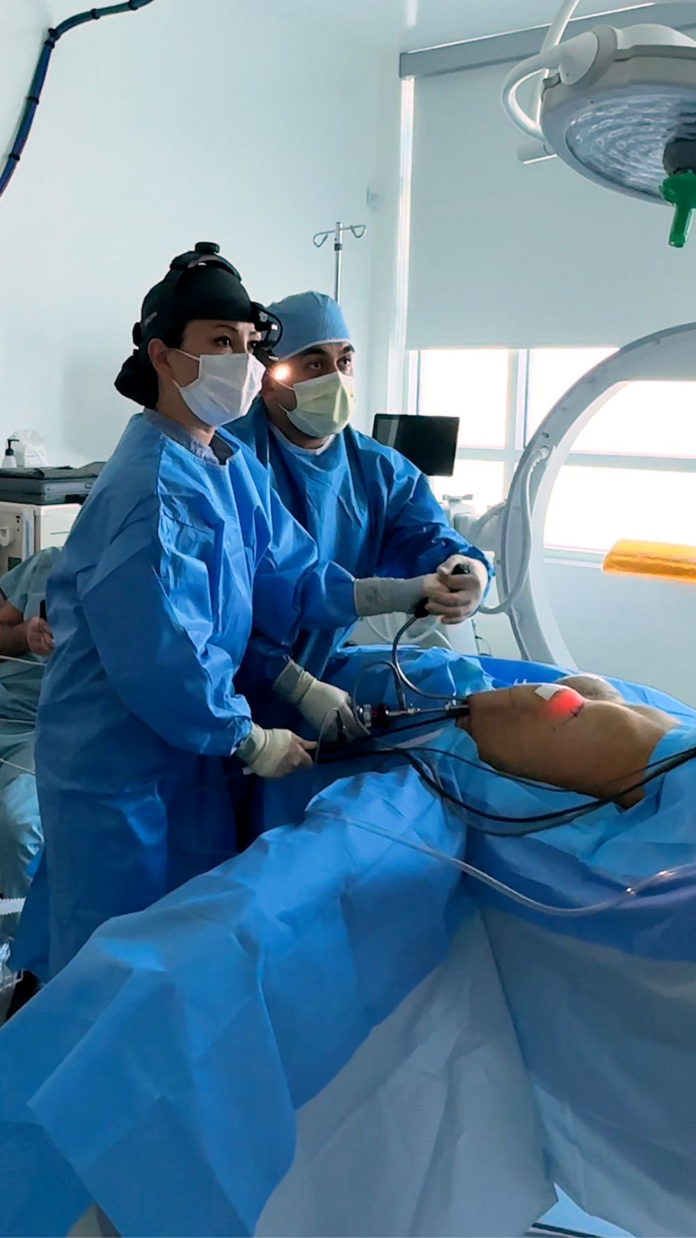 A modern, brightly lit consultation room in a Seoul plastic surgery clinic