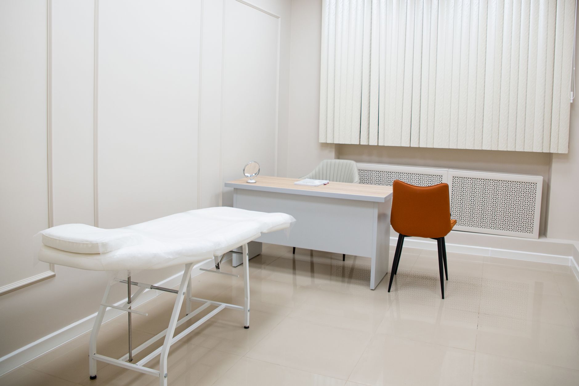 A modern, well-lit consultation room in a Seoul medical facility